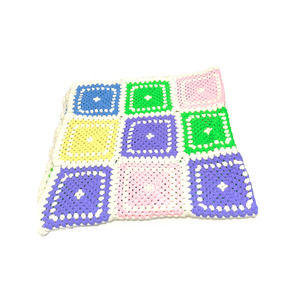 Vintage Handmade Afghan Throw Blanket Bright Pastel Colors